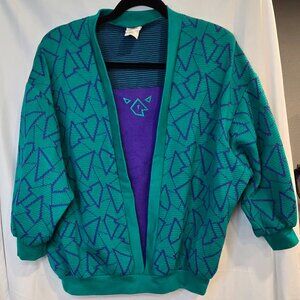 Vintage Graff Californiawear Sweater, Green & Purple Size L